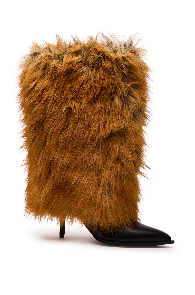 AZALEA WANG EKKEN RED FOX FUR STILETTO BOOT - Image 7