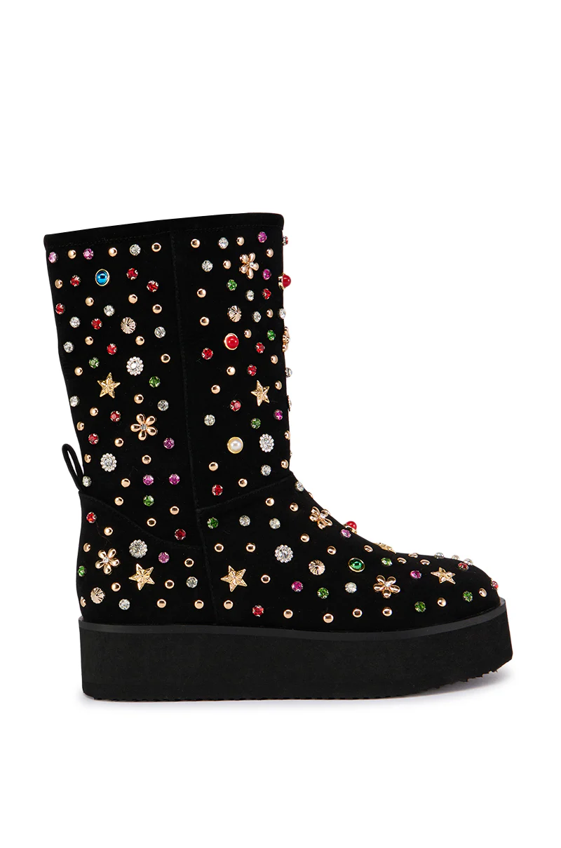 AZALEA WANG EMBELLISHED RHINESTONE BOOTIE IN BLACK - Image 2