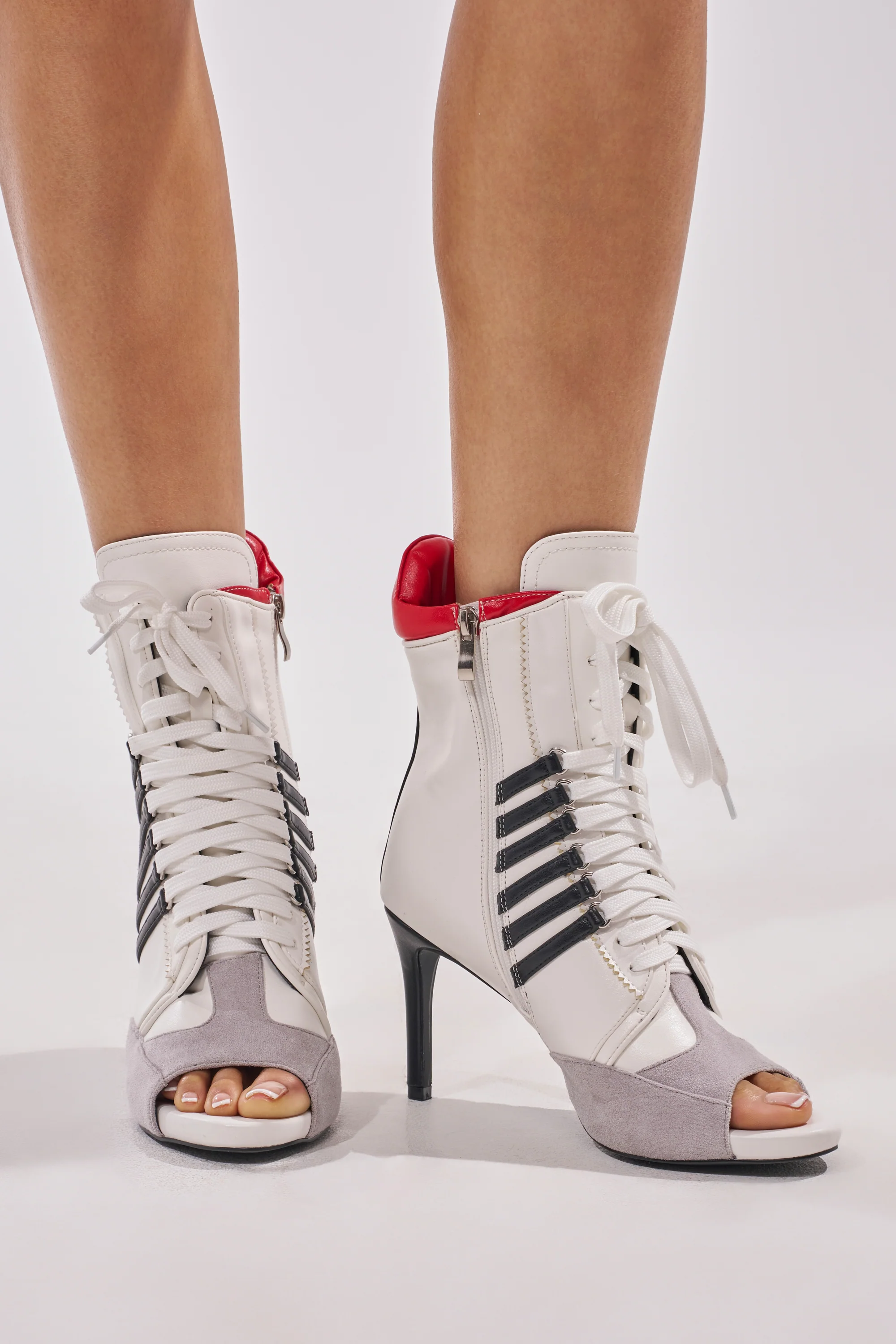 AZALEA WANG EOWYN WHITE MULTI OPEN TOE STILETTO BOOTIE - Image 2