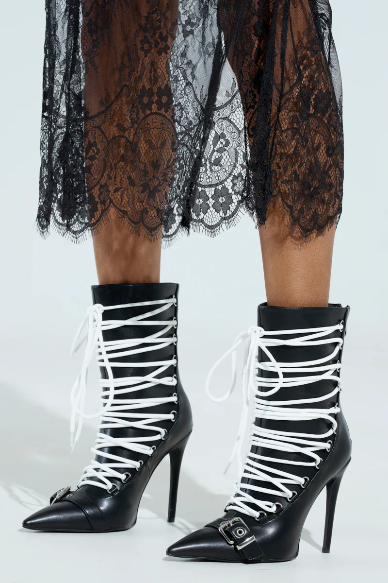 AZALEA WANG ERYX BLACK LACE UP STILETTO BOOTIE - Image 2