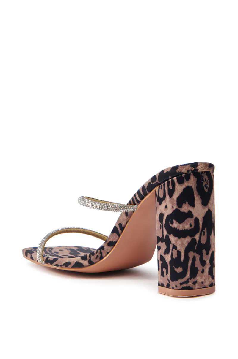 AZALEA WANG EULALIA LEOPARD SLIP ON SANDAL WITH RHINESTONE STRAPS - Image 5