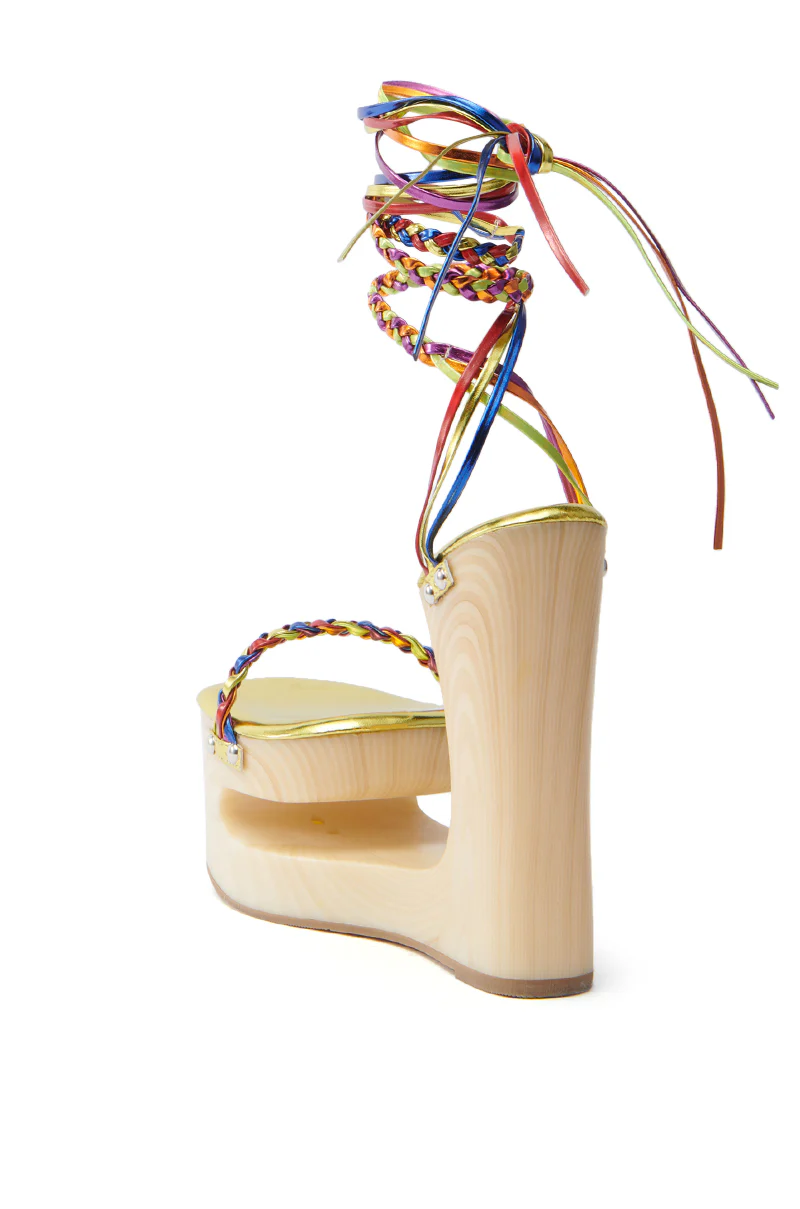 AZALEA WANG FANTASA RAINBOW STRAPPY WEDGE SANDAL - Image 5