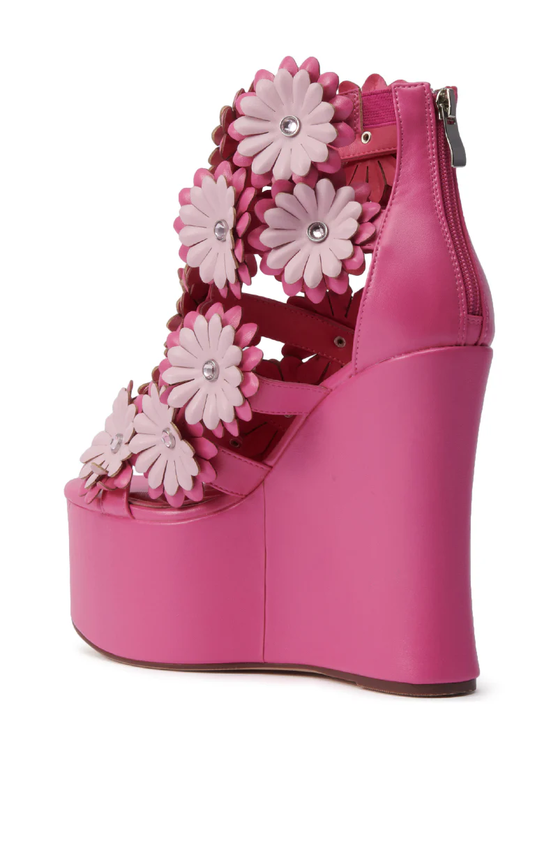 AZALEA WANG FLOWER EMBELLISHED WEDGE SANDAL IN PINK - Image 6