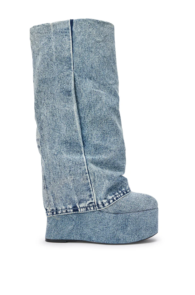 AZALEA WANG FRANKEYE DENIM FLATFORM BOOT - Image 14