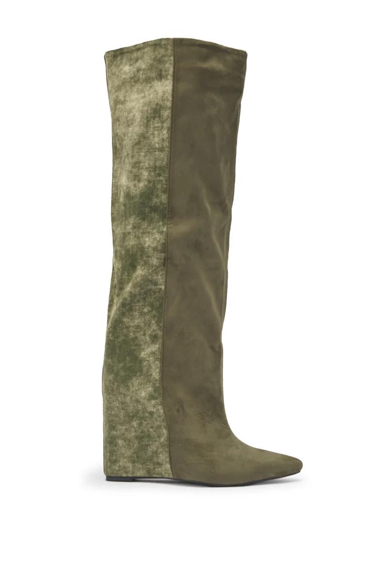 AZALEA WANG GIANNA OLIVE TWO TONED BOOT - Image 4
