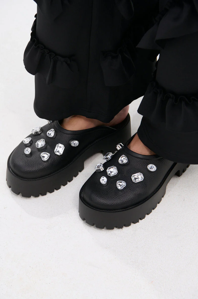 AZALEA WANG HAIN BLACK EMBELLISHED FLAT