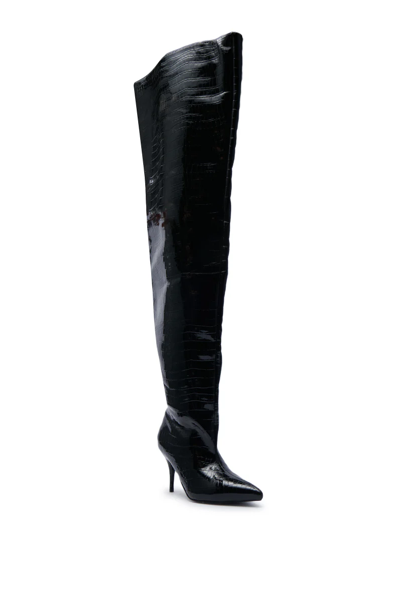 AZALEA WANG HALINA BLACK CROC STILETTO BOOT - Image 5