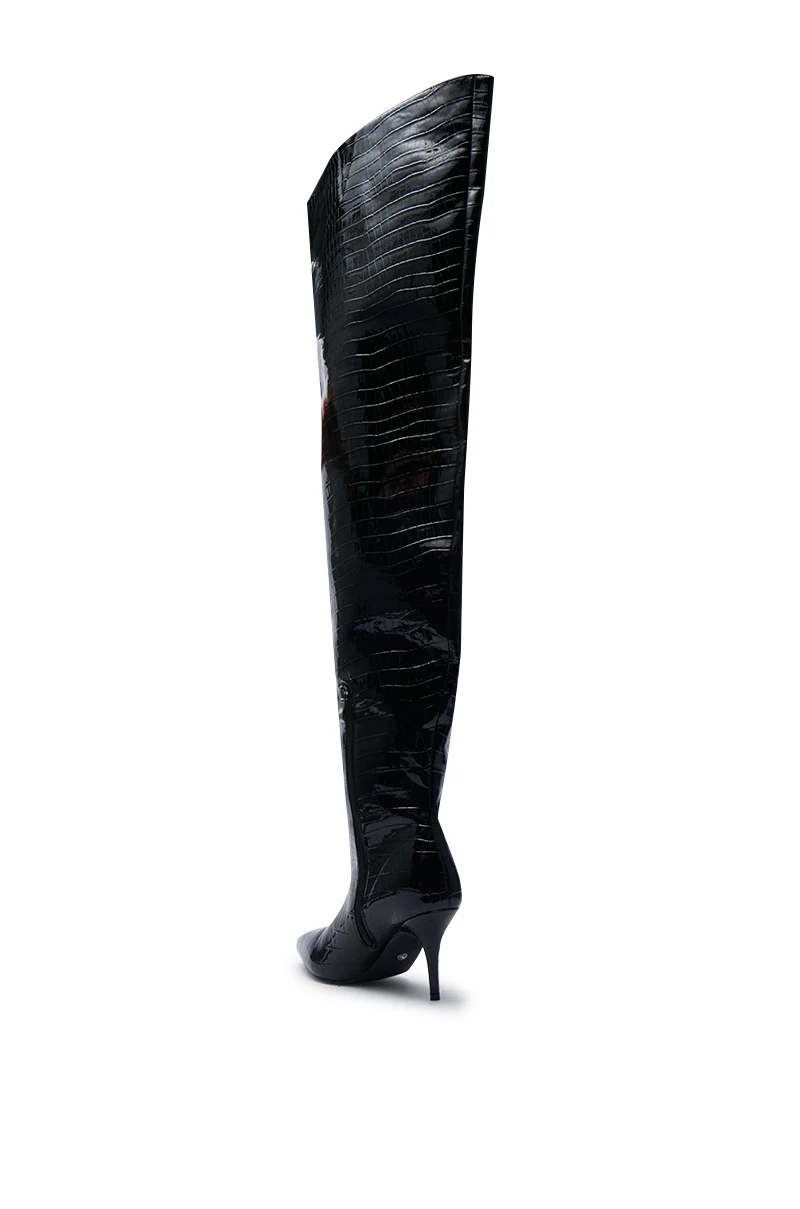 AZALEA WANG HALINA BLACK CROC STILETTO BOOT - Image 6