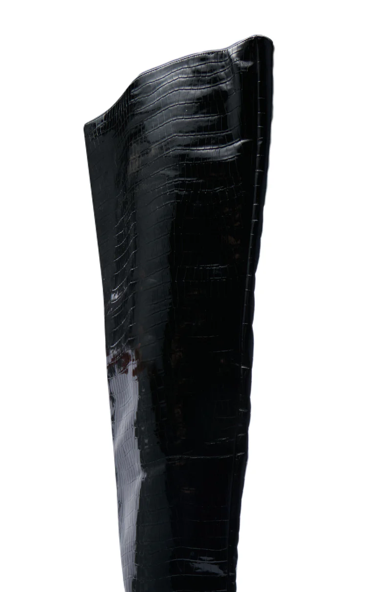 AZALEA WANG HALINA BLACK CROC STILETTO BOOT - Image 7