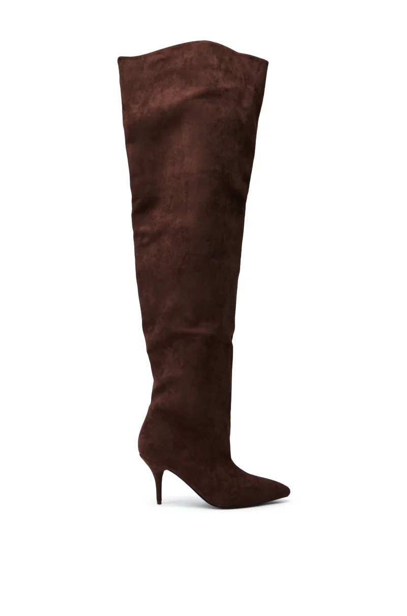 AZALEA WANG HALINA BROWN FAUX SUEDE STILETTO BOOT - Image 5