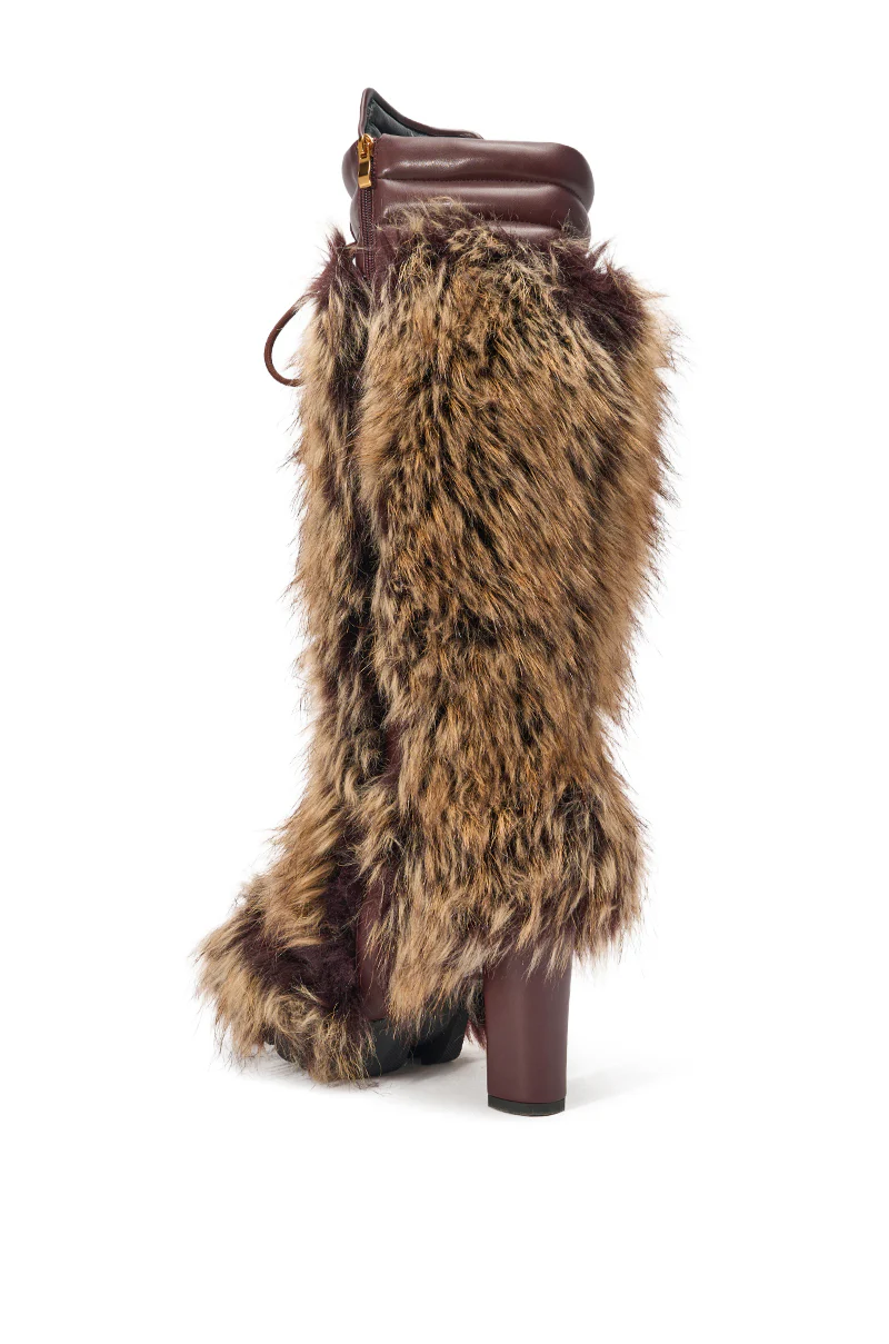 AZALEA WANG HEARTBEAT BROWN MULTI BLOCK FUR BOOT - Image 5