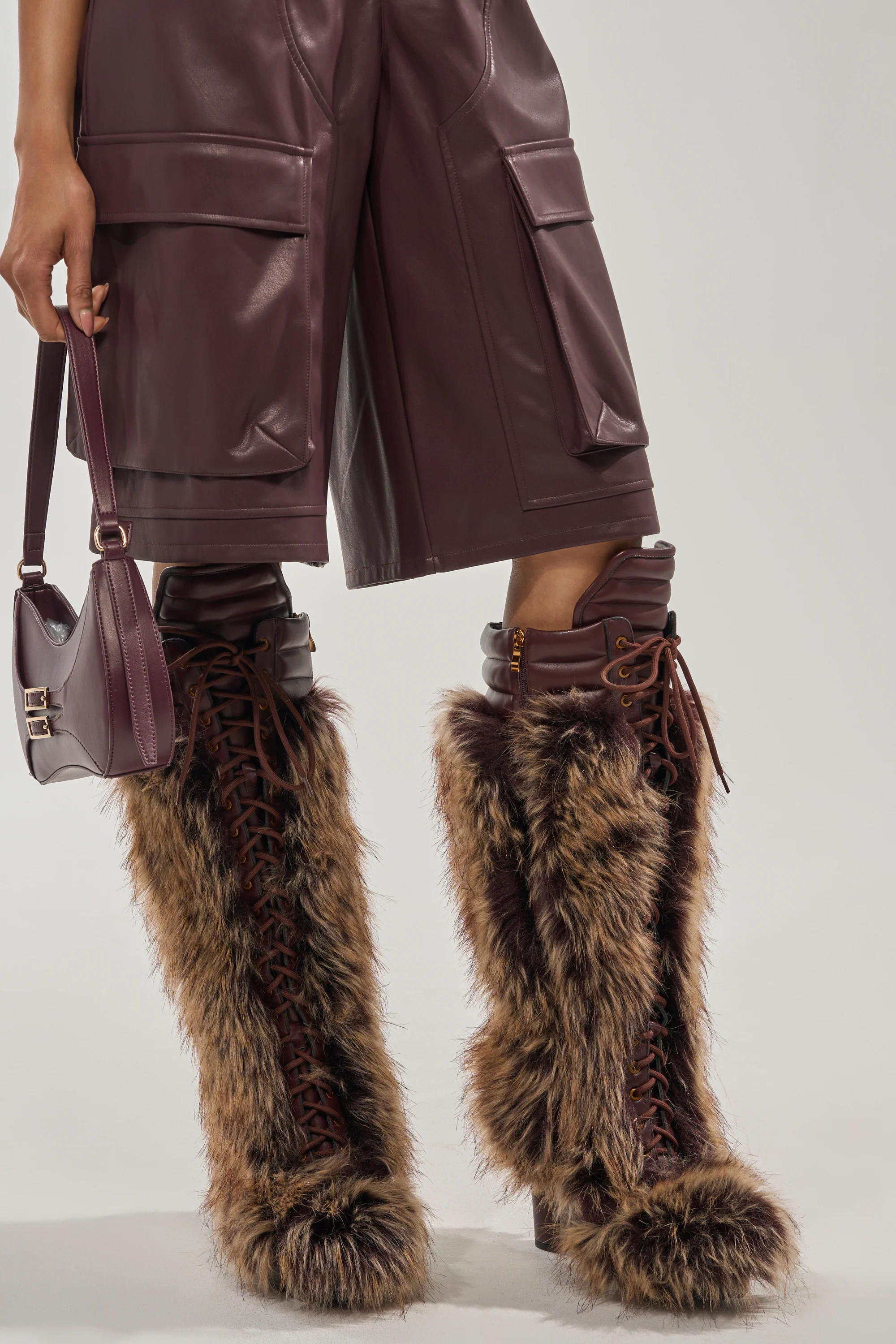 AZALEA WANG HEARTBEAT BROWN MULTI BLOCK FUR BOOT - Image 7