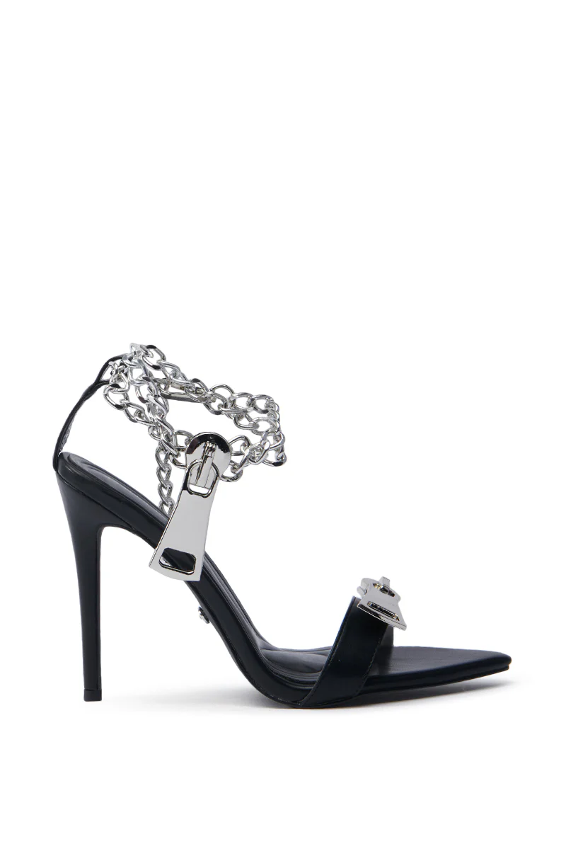 AZALEA WANG HORUS BLACK ZIPPER DETAIL SANDAL - Image 8