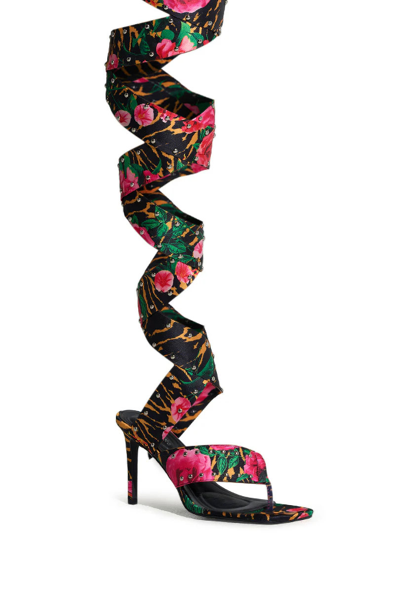 AZALEA WANG HOWLITE TIGER STUDDED STRAPPED SANDAL - Image 5
