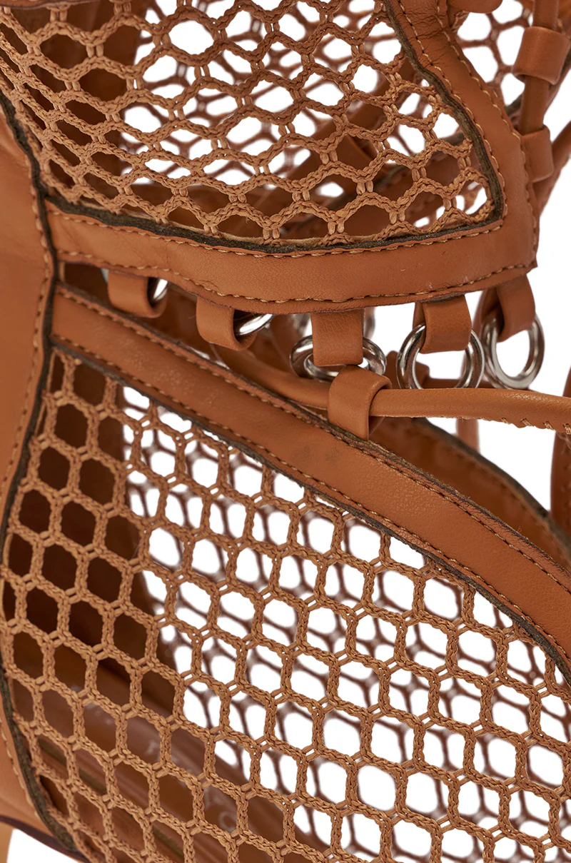 AZALEA WANG ISARIA TAN STUD EMBELLISHED GLADIATOR PLATFORM STILETTO - Image 7