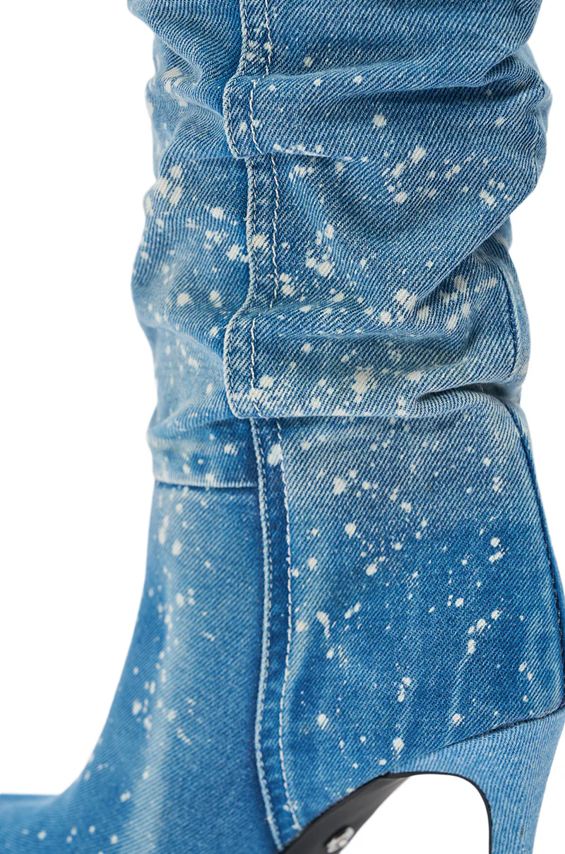 AZALEA WANG JEANNI DENIM SPLATTER PAINTED STILETTO BOOT - Image 10