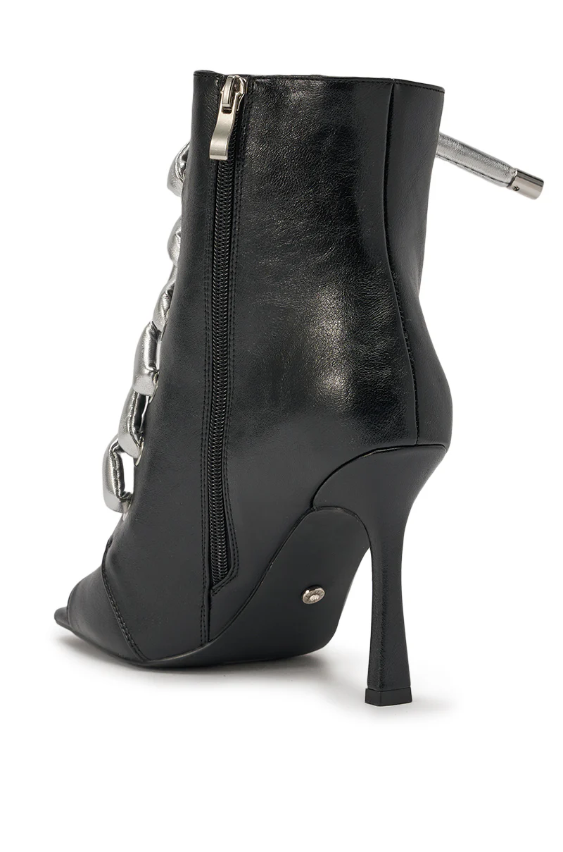 AZALEA WANG JOSS BLACK BLOCK LACE OPEN TOE BOOTIE - Image 6