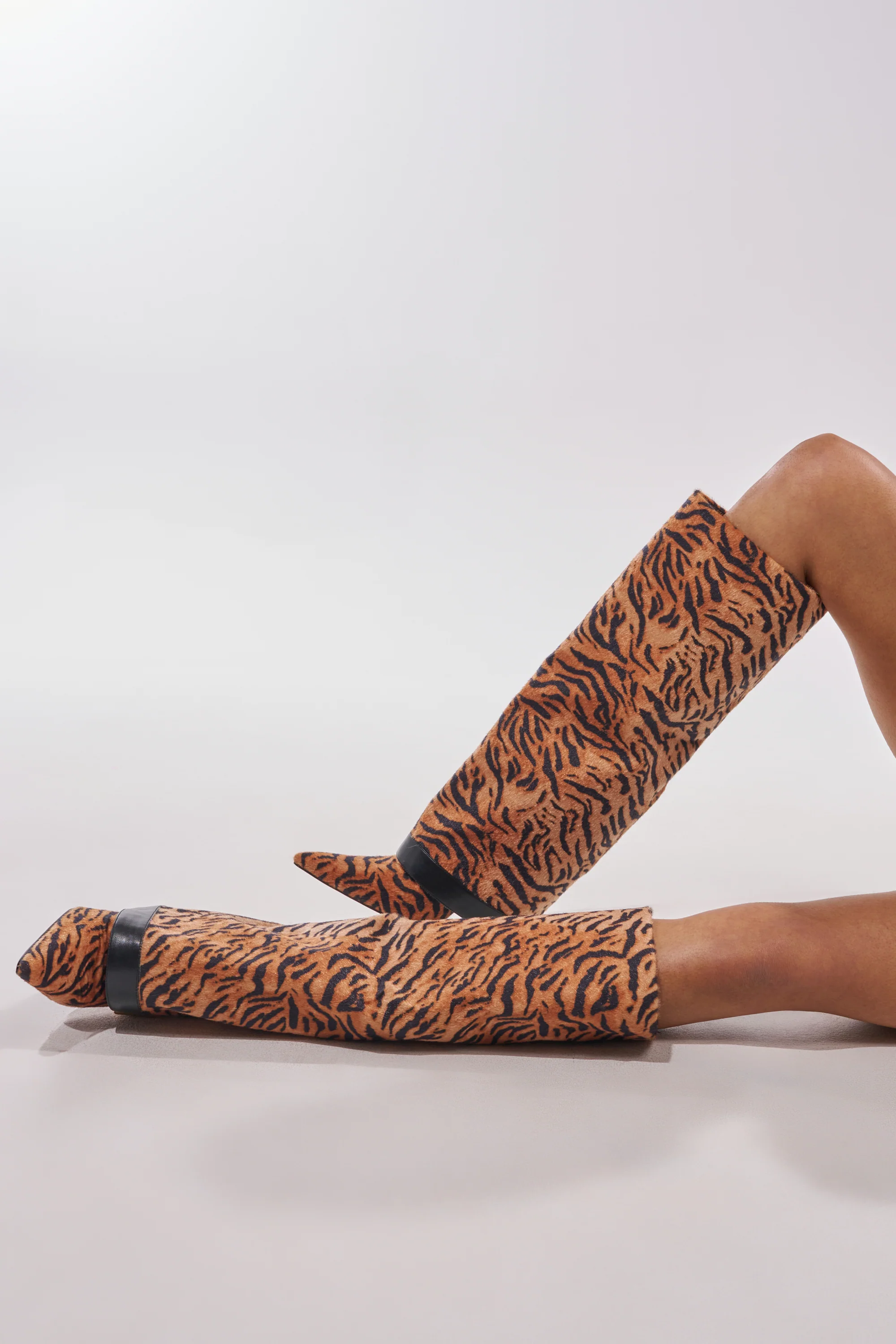 AZALEA WANG JUST TIGER STILETTO FOLD OVER BOOT - Image 2