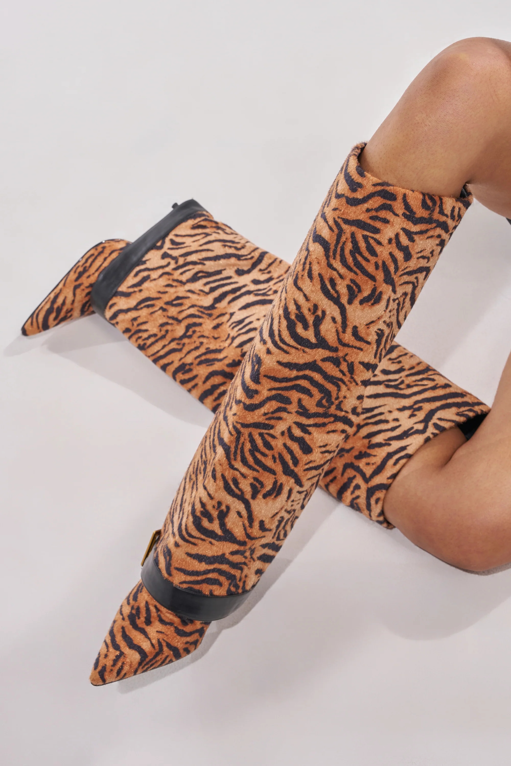AZALEA WANG JUST TIGER STILETTO FOLD OVER BOOT - Image 3