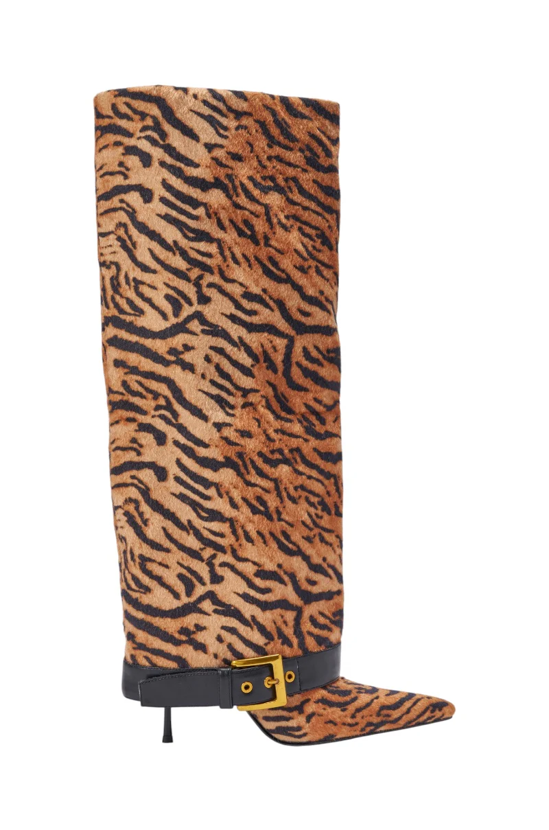 AZALEA WANG JUST TIGER STILETTO FOLD OVER BOOT - Image 5