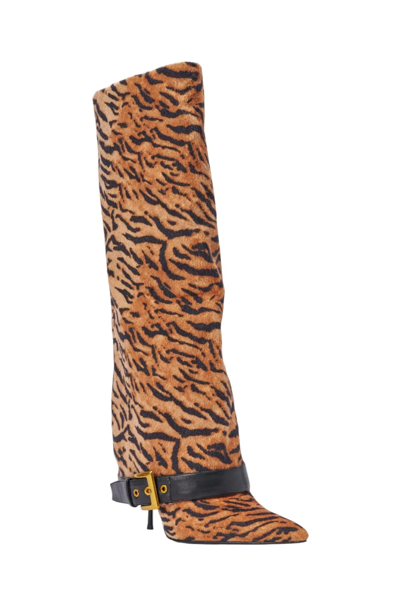 AZALEA WANG JUST TIGER STILETTO FOLD OVER BOOT - Image 6
