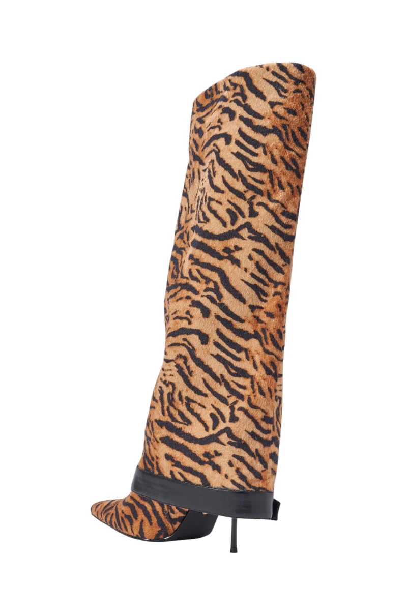 AZALEA WANG JUST TIGER STILETTO FOLD OVER BOOT - Image 7