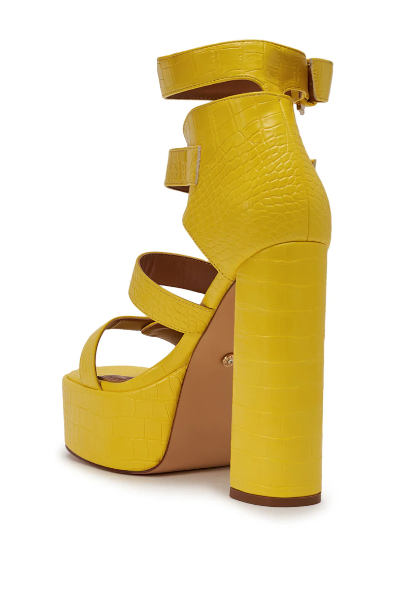 AZALEA WANG KAELIN YELLOW CROC PU PLATFORM CHUNKY SANDAL - Image 6