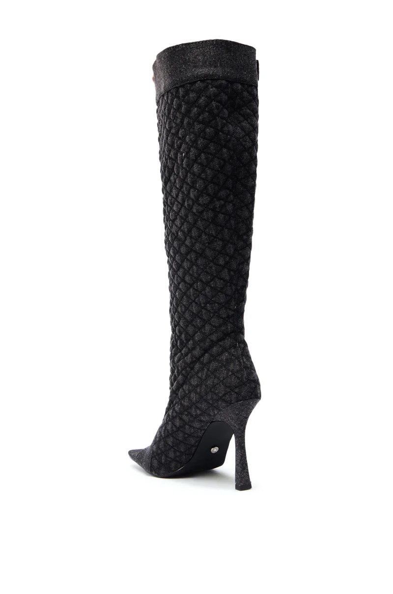 AZALEA WANG KAZUKI GREY QUILTED DENIM BOOT - Image 6
