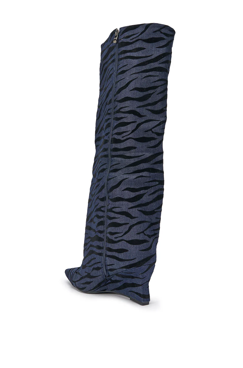 AZALEA WANG KENYA DENIM TIGER WEDGE BOOT - Image 23