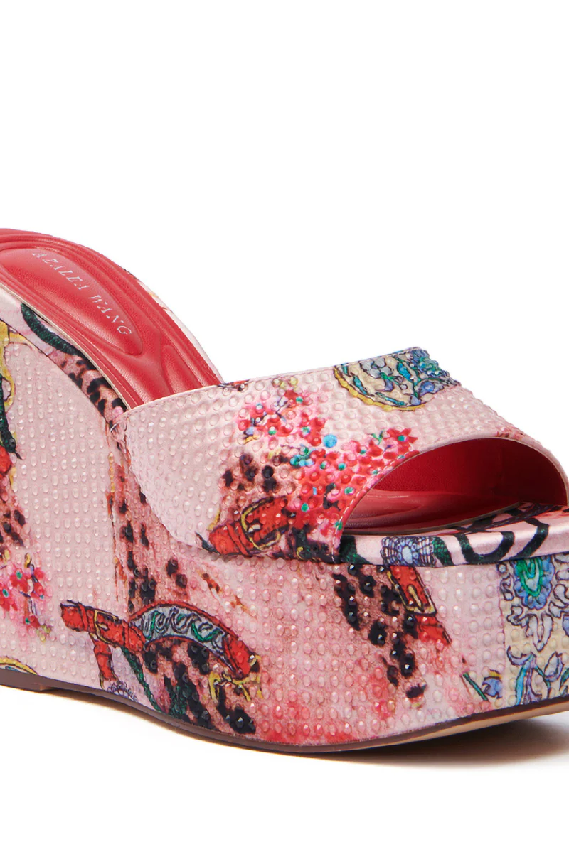 AZALEA WANG KEYARA PINK EMBELLISHED WEDGE SANDAL - Image 5