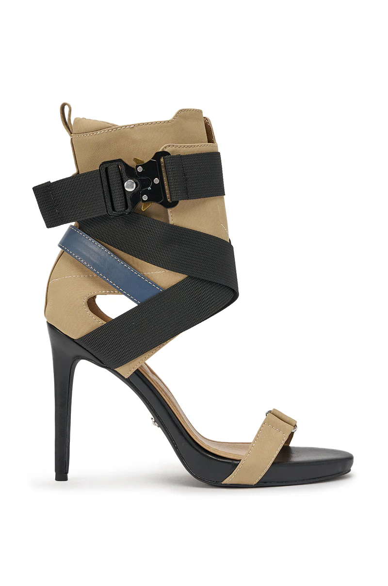 AZALEA WANG KIVA KHAKI STILETTO SPORTY SANDAL - Image 4