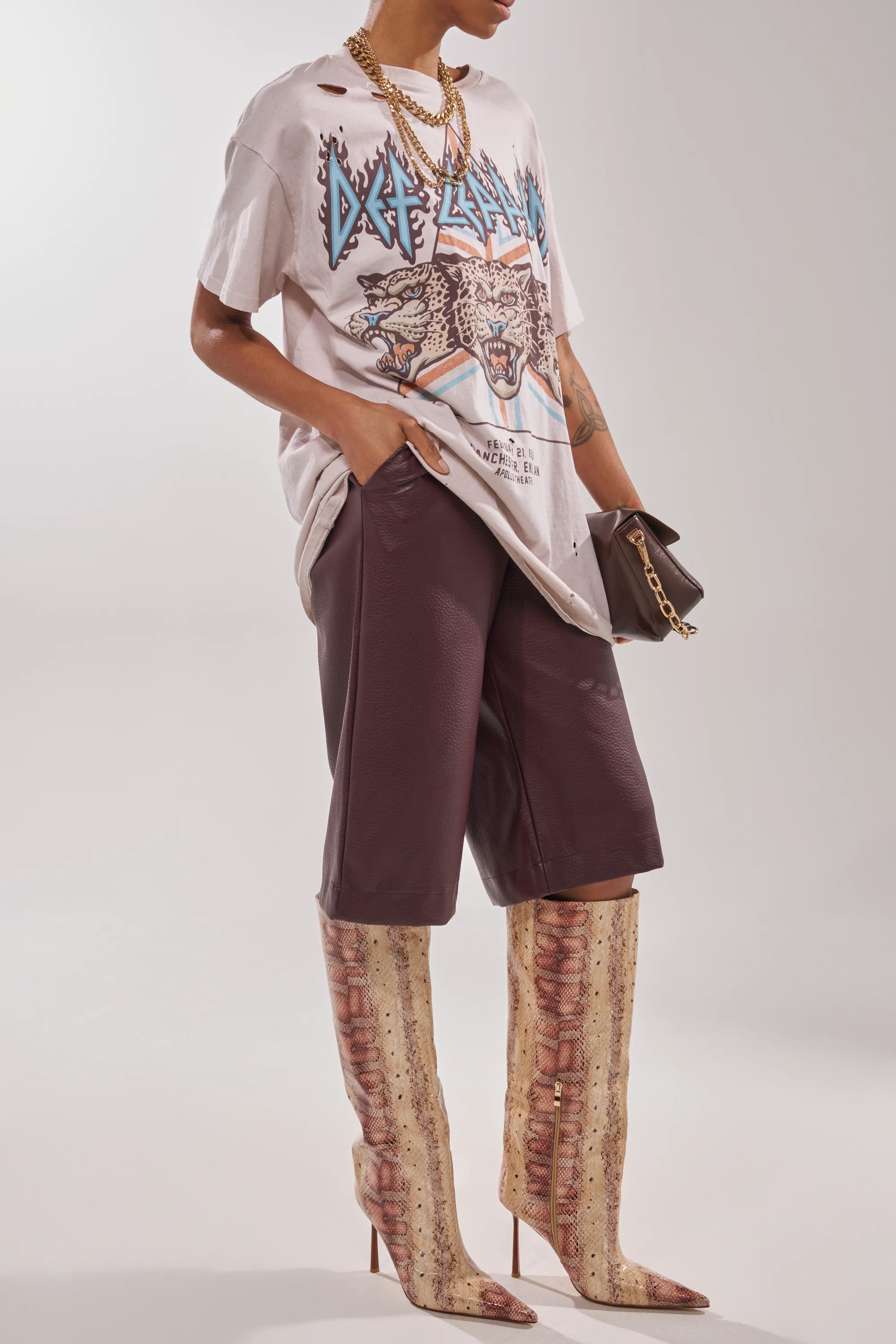 AZALEA WANG MADEYE NUDE SNAKE STILETTO BOOT - Image 5
