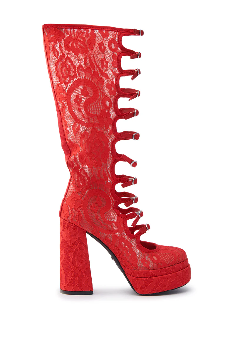 AZALEA WANG MARRIGOLD BOOT IN RED LACE - Image 4