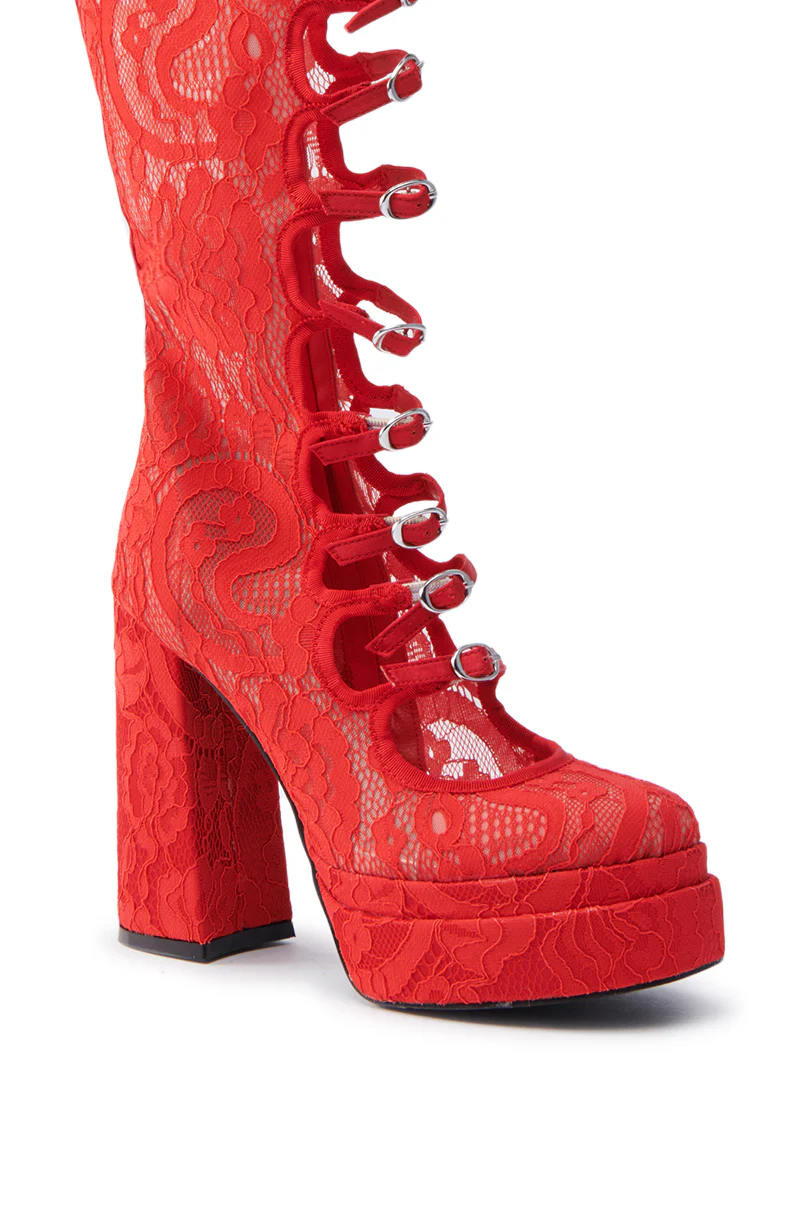 AZALEA WANG MARRIGOLD BOOT IN RED LACE - Image 7
