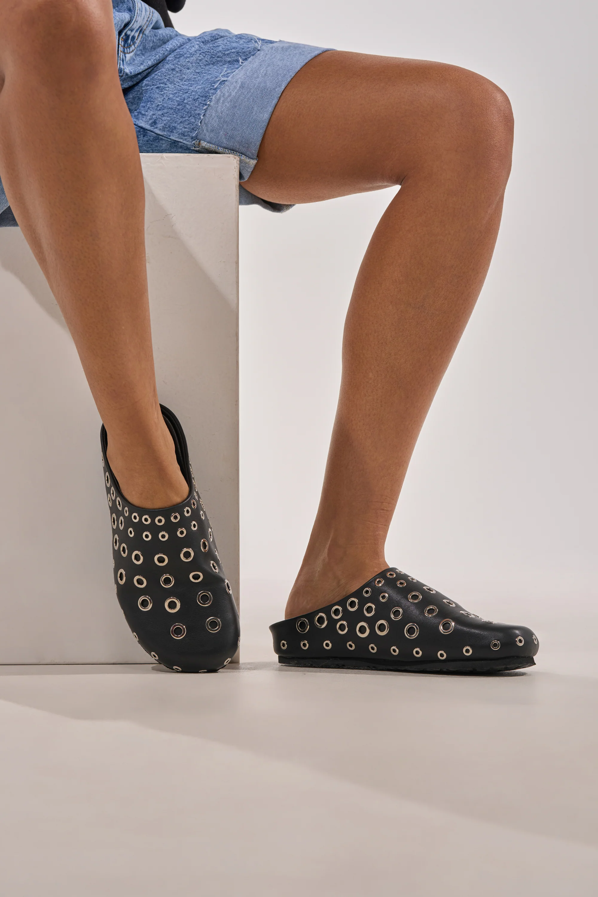 AZALEA WANG MARSHA BLACK GROMMET DETAIL FLAT - Image 3