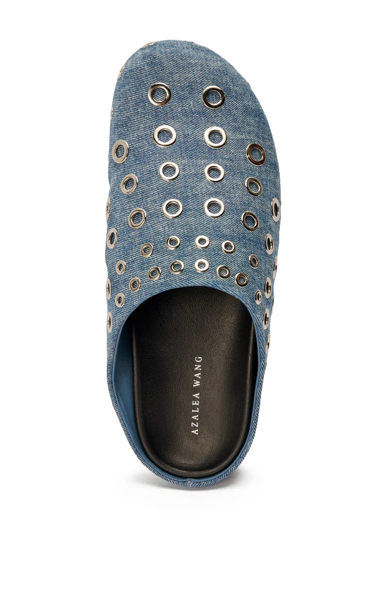 AZALEA WANG MARSHA DENIM GROMMET DETAIL FLAT - Image 4