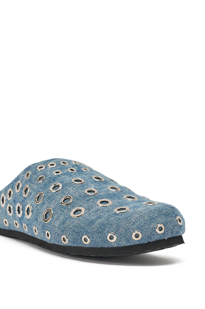 AZALEA WANG MARSHA DENIM GROMMET DETAIL FLAT - Image 8