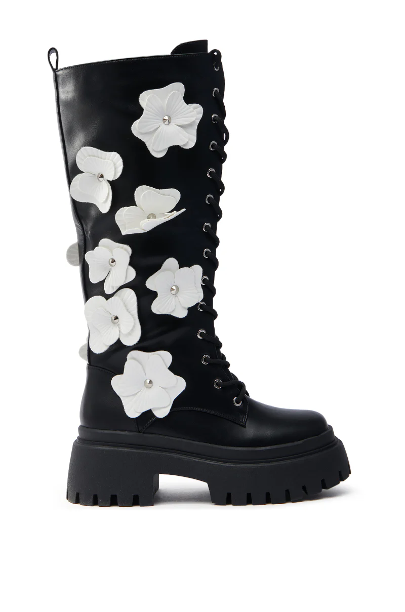 AZALEA WANG MIRABELLA BLACK FLORAL EMBELLISHED BOOT - Image 5