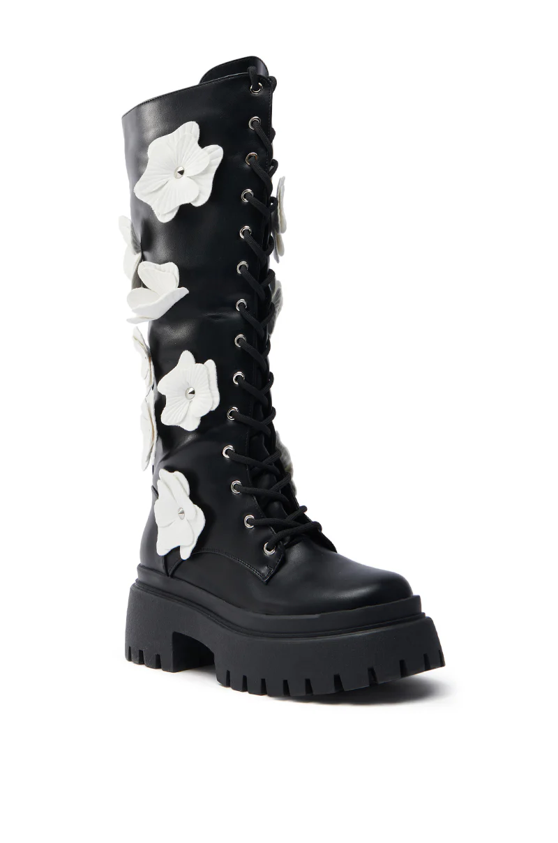 AZALEA WANG MIRABELLA BLACK FLORAL EMBELLISHED BOOT - Image 6