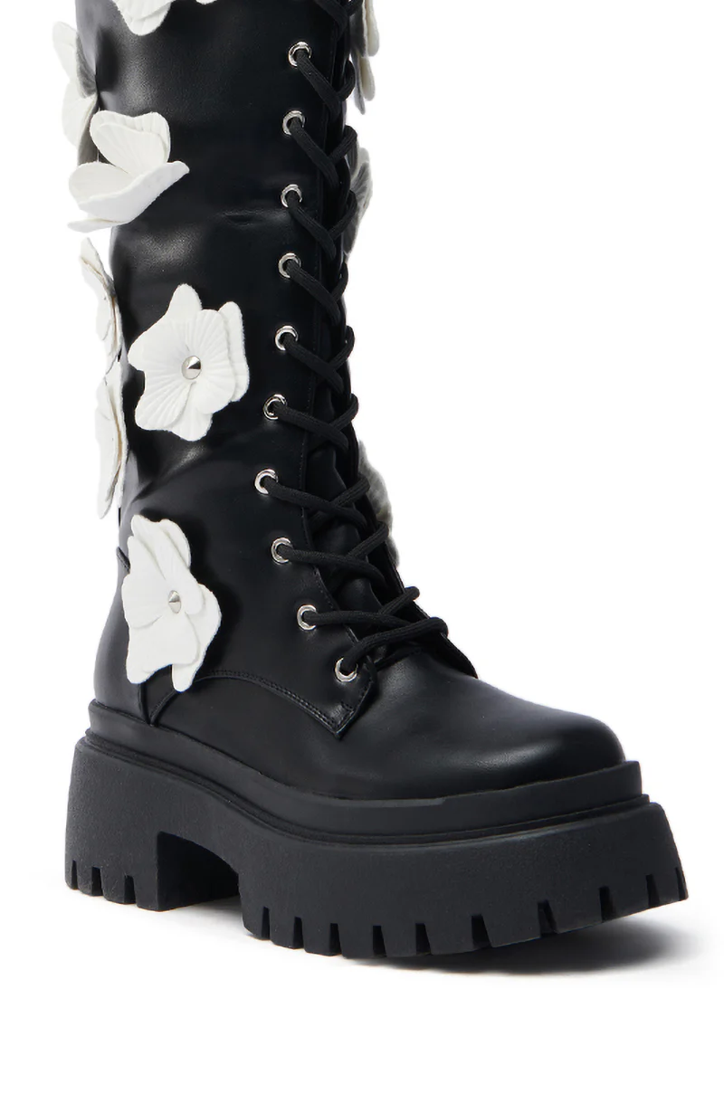AZALEA WANG MIRABELLA BLACK FLORAL EMBELLISHED BOOT - Image 8