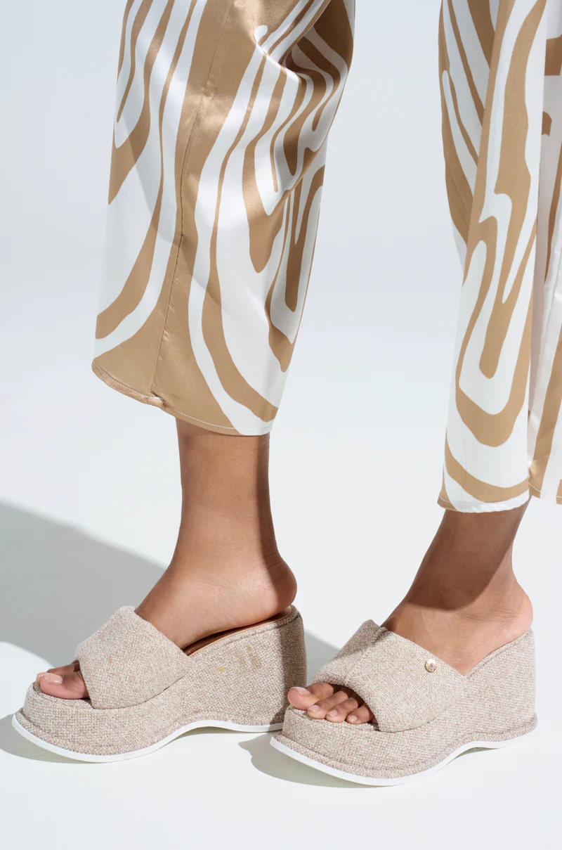  AZALEA WANG NATHALIA BEIGE NOVELTY FLATFORM SANDAL - Image 2