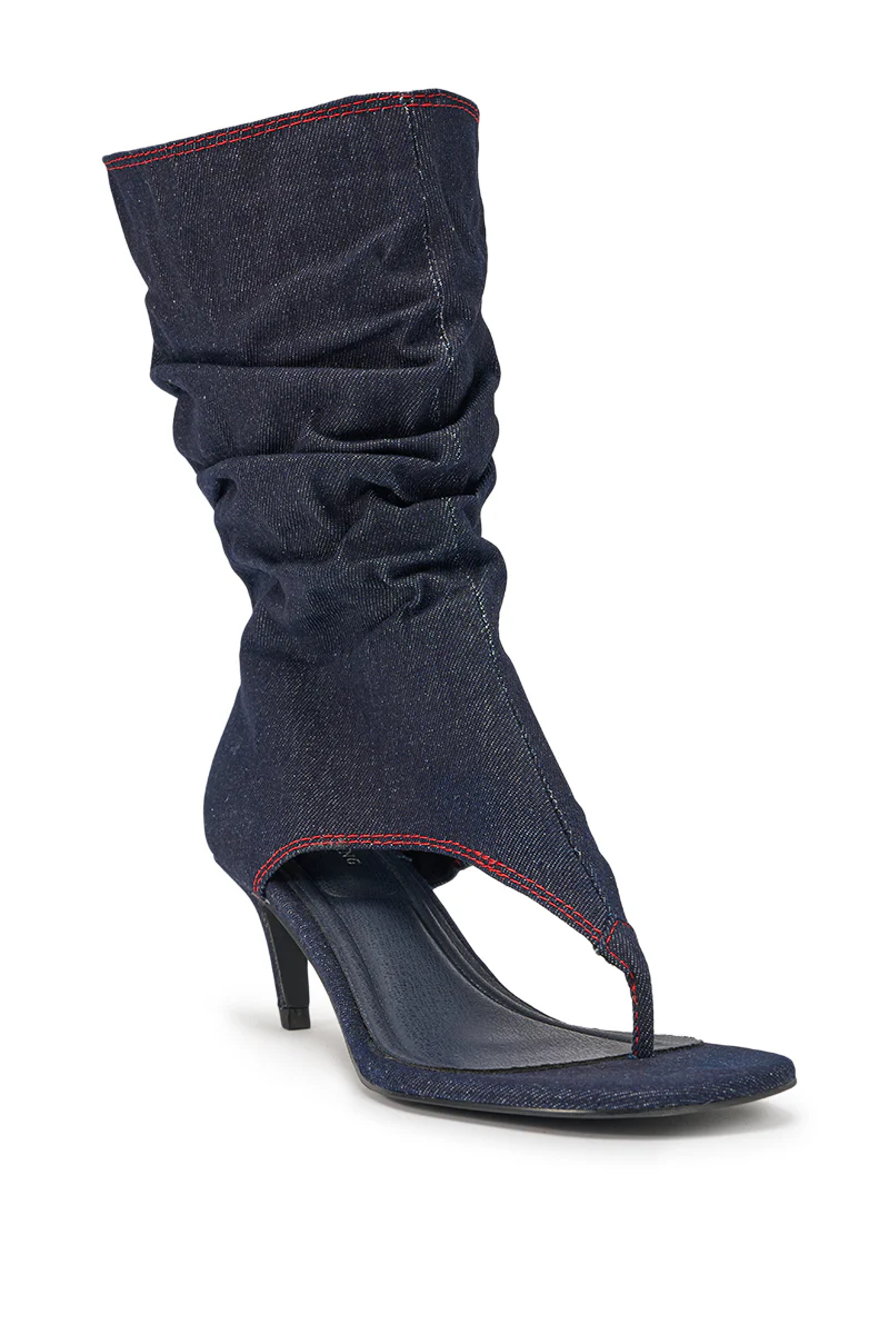 AZALEA WANG NIAMH DENIM GLADIATOR KITTEN HEEL SANDAL - Image 7