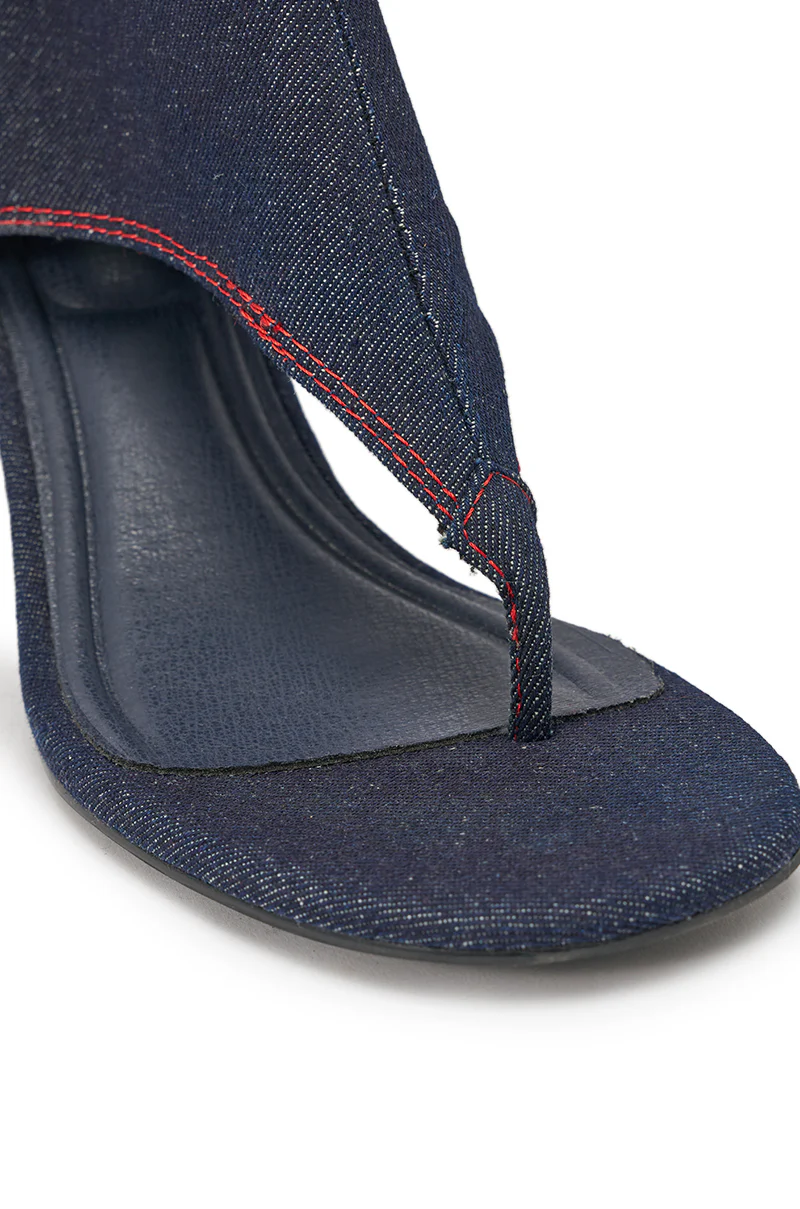 AZALEA WANG NIAMH DENIM GLADIATOR KITTEN HEEL SANDAL - Image 9