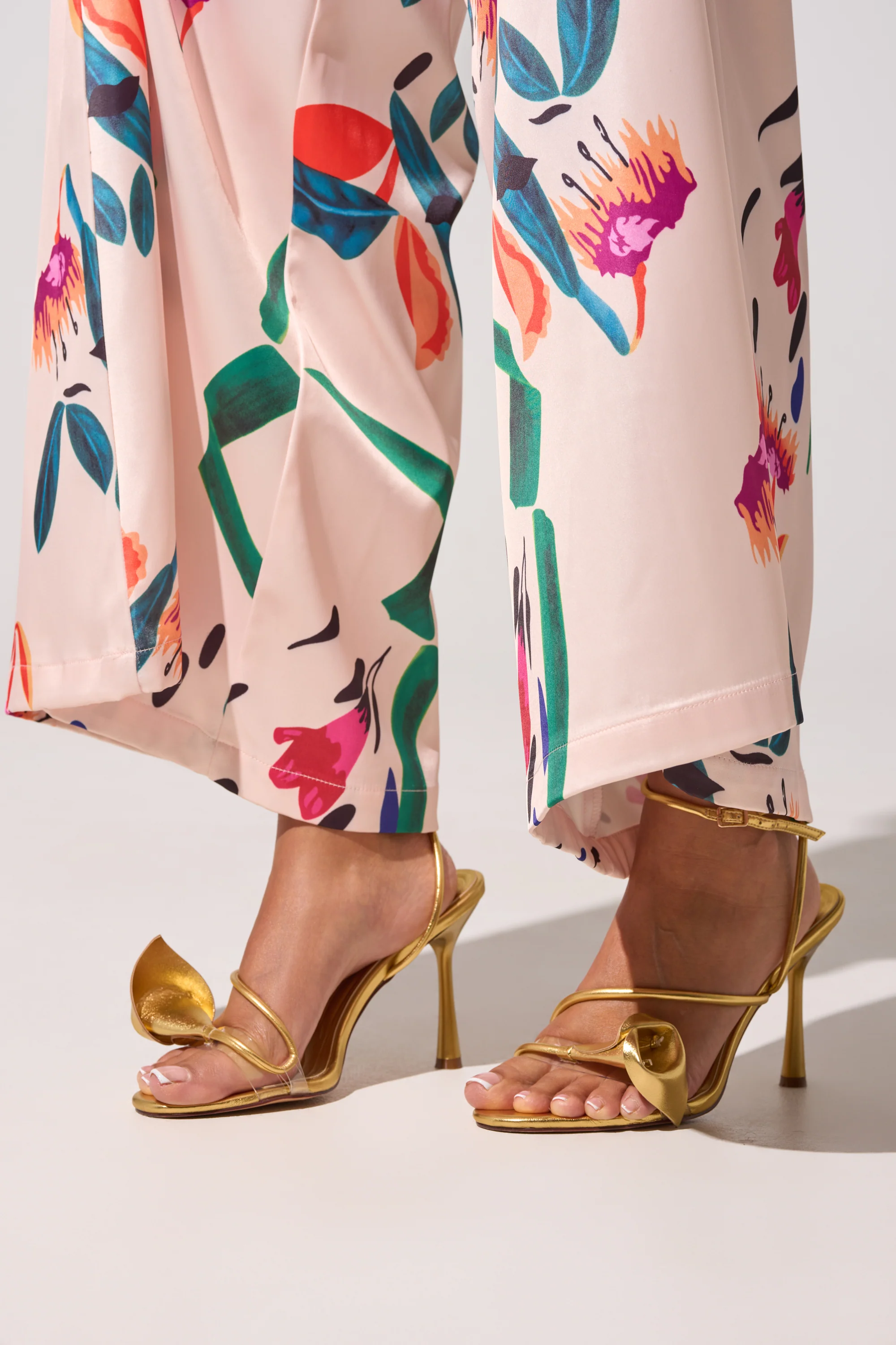 AZALEA WANG NILO GOLD METALLIC FLORAL DECALE STRAP STILETTO SANDAL - Image 3