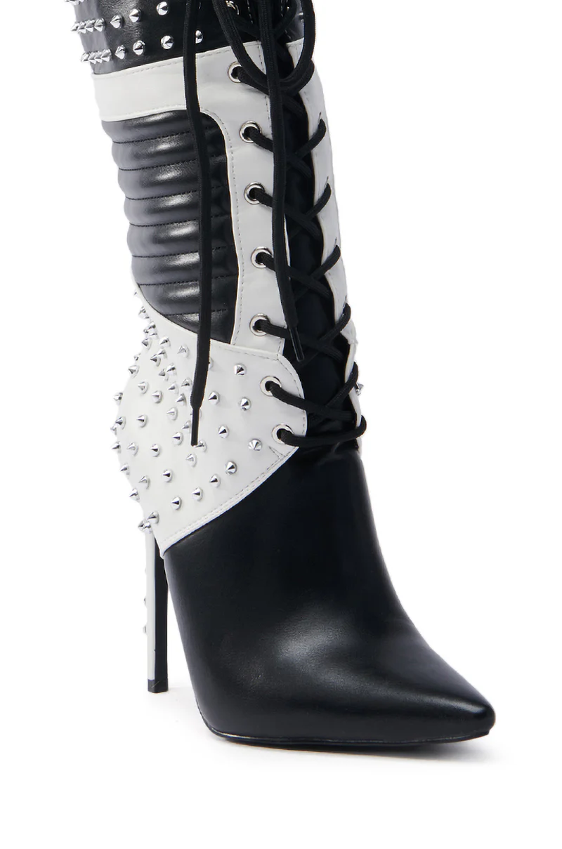 AZALEA WANG OCTOBI BLACK AND WHITE STILETO BOOT - Image 7
