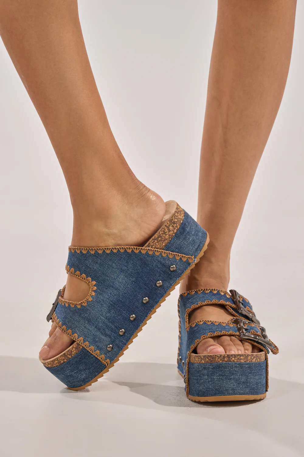 AZALEA WANG OHKAY DENIM FLAT PLATFORM SANDAL - Image 3
