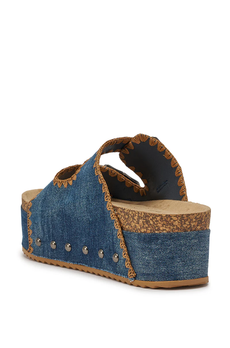 AZALEA WANG OHKAY DENIM FLAT PLATFORM SANDAL - Image 8