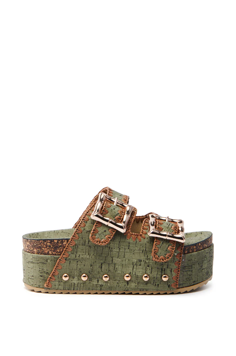 AZALEA WANG OHKAY OLIVE FLATFORM SANDAL - Image 2