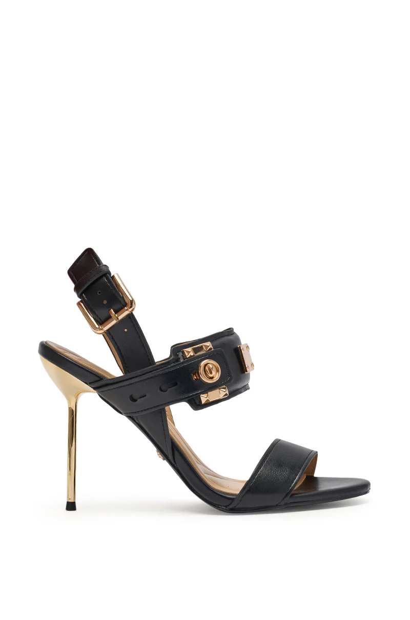 AZALEA WANG OREL BLACK HARDWARE EMBELLISHED STILETTO SANDAL - Image 4