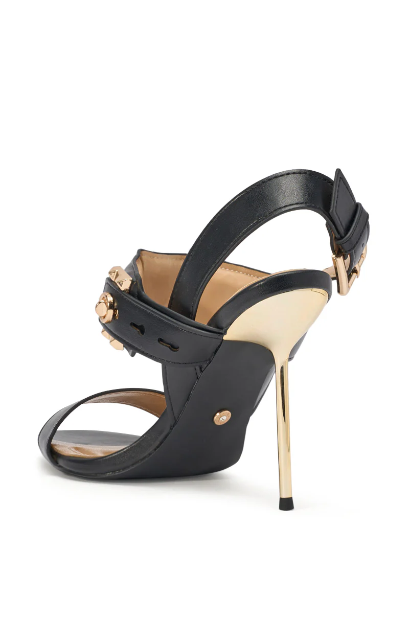 AZALEA WANG OREL BLACK HARDWARE EMBELLISHED STILETTO SANDAL - Image 6
